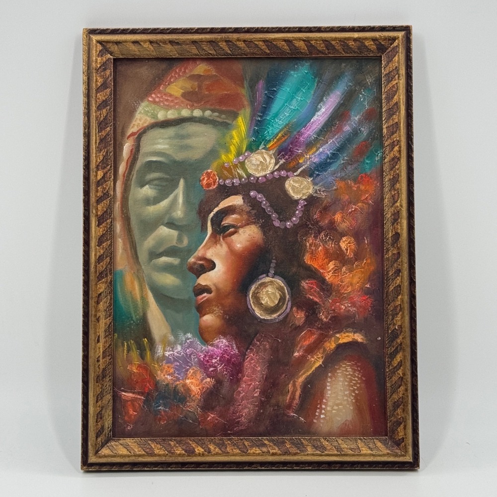 Original Contemporary Indigenous Warrior Oil Painting on Panel